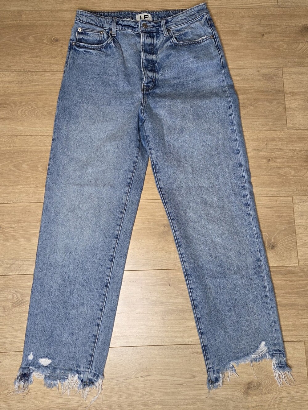 Lovers + Friends Ryan High Rise Straight Jeans Size 30 Distressed Raw Hem